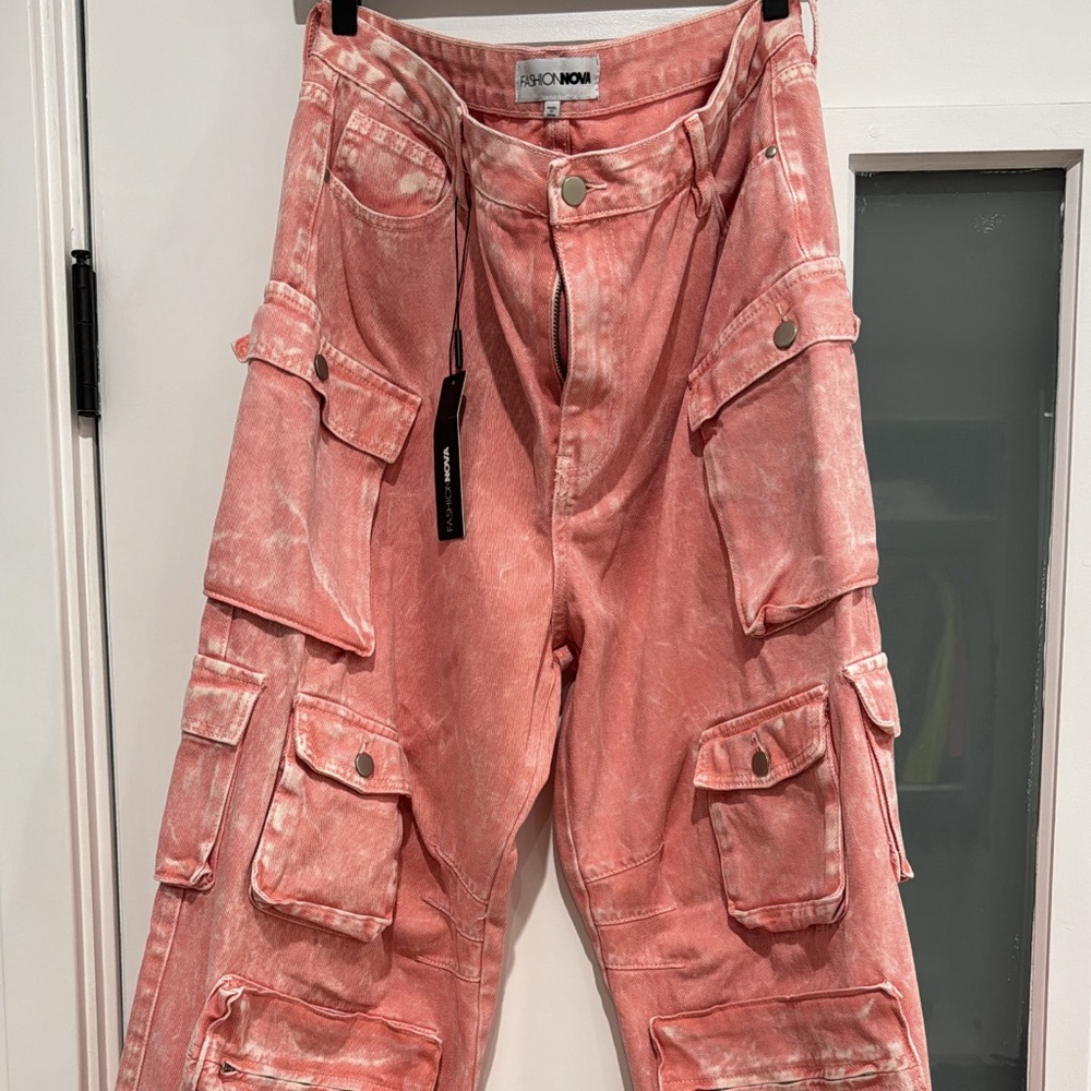 Fashion Nova Pink Cargo Jeans